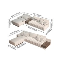 Ensemble de canapés modulaires en forme de L de haute qualité, style moderne, avec pieds en bois, style italien, tissu blanc, canapé sectionnel pour salon