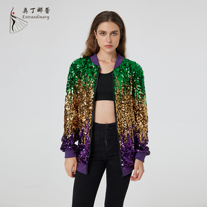 Fashion Women Coat <strong>Glitter</strong> Reversible Mardi Gras Outfit Sequin <strong>Jacket</strong> - Product Image 3