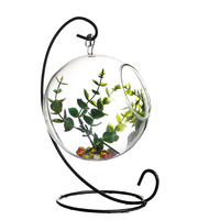 Boule de verre transparente ronde suspendue faite à la main en usine Vase de terrarium boule de terrarium ronde suspendue en verre clair