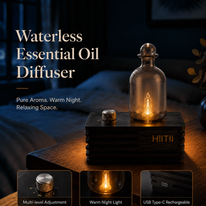 Difusor de Aceites Esenciales Portátil Recargable de 30 ml, Base de Madera y Vidrio, Diseño sin Agua, <span class=keywords><strong>Humidificador</strong></span> para Viajes, Oficina, Estudio, Hotel - Product Image 5