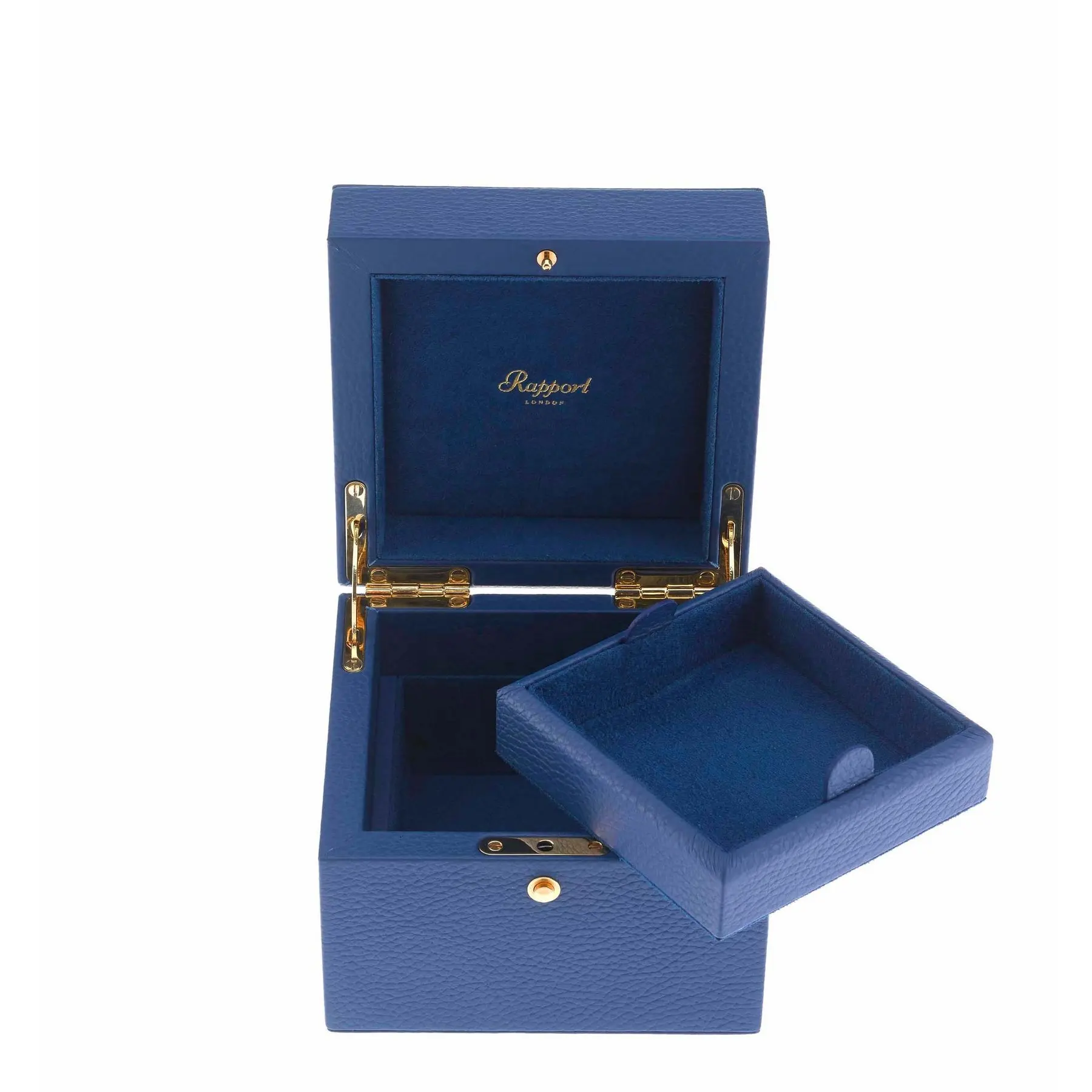 Packaging Boxes Jewelry Organizer Box Elegant Square Blue PU Leather Wood Logo Jewelry Box Wholesale