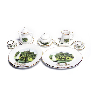Accessoires pour maison de poupée 1:12, vaisselle et service à <span class=keywords><strong>thé</strong></span> en céramique miniature de 14 pièces avec motif <span class=keywords><strong>Louvre</strong></span> - Product Image 5