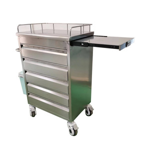 Stainless Steel Medicine Delivery Cart 650x440x800mm Five Tier With <b>Worktable</b> Central Lock Hospital Furniture - Product Image 2