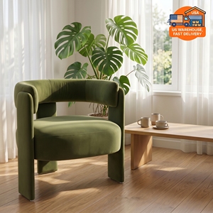 [Magazzino USA] <span class=keywords><strong>Poltrona</strong></span> in Velluto <span class=keywords><strong>Verde</strong></span> con Struttura in Legno Massello, Moderna <span class=keywords><strong>Poltrona</strong></span> con Schienale Alto per Soggiorno, Consegna Rapida in 3-7 Giorni - Product Image 1