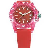 Montre mécanique sportive pour homme avec bracelet en silicone rouge personnalisé, verre saphir, calendrier sportif, mouvement automatique