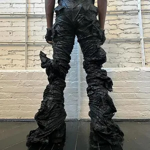 DIZNEW Designer Clothes Custom Cool Man Personality Irregular Nylon Pants Streetwear Acid-washed Pants Male