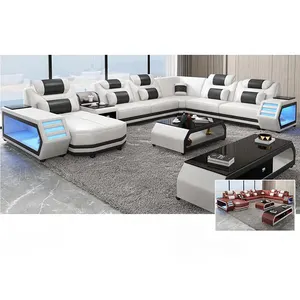 Bedroom luxury elegant U-shape sectional sofa set furniture living room new living room sofa