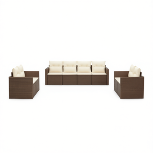 Set Divano da Esterno in Rattan Marrone a 6 Posti, Arredamento Contemporaneo per Patio, Sedute Moderne da Giardino - Product Image 1