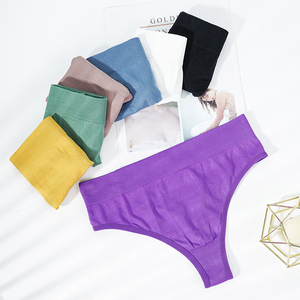 Sous-vêtements pour femmes de taille personnalisée avec <span class=keywords><strong>logo</strong></span> personnalisé, culotte confortable à l'arrière en T, Tangas De Mujer, culotte sans couture, string taille moyenne pour femmes - Product Image 4