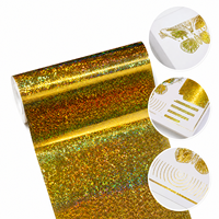 Feuilles de feuille d'or holographique laser générique 64cm*120m (matériau PET) pour impression sur papier, marquage à chaud, écologiques et lavables