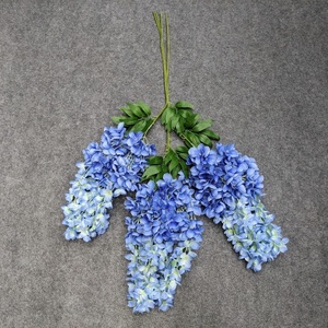 Fleur de glycine artificielle en soie faite à la main, à trois branches, couleur violette, pour décoration de plafond de maison ou de mariage, fleurs de glycine en forme de haricot - Product Image 3