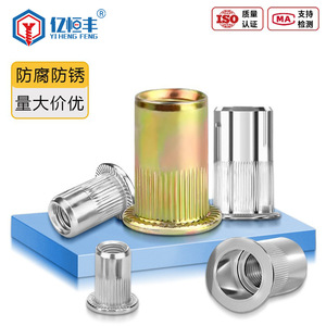 Écrou à riveter moleté en acier inoxydable 304, filetage métrique M4 M5 M6, insert à tête plate, traitement de passivation - Product Image 2