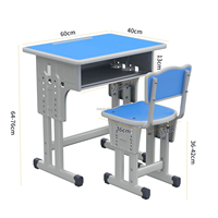 Ensemble de bureau et chaise réglables pour étudiants, structure métallique, table en MDF, mobilier d'étude pour salle de classe primaire