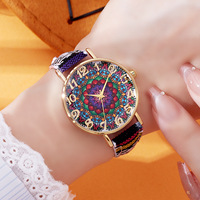 Montre à quartz pour femme avec cadran éléphant ethnique, style antique simple, boîtier en alliage, bracelet en cuir, mode décontractée, montre bohème