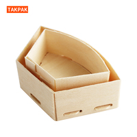Houten waaier-vormige saladekom, fruitsnack-serviesplateau, houten voedselbox