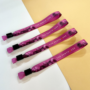 <span class=keywords><strong>Pulseras</strong></span> Desechables de Poliéster al por Mayor, Pulsera de Tela con Logotipo Personalizado, Impresión por Transferencia de Calor, Tamaño Ajustable - Product Image 5