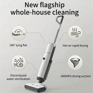 เครื่องดูดฝุ่นไร้สายแบบเปียก/แห้ง ปี 2026 ความจุแบตเตอรี่ 5000mAh 180 วัตต์ พร้อมระบบทำความสะอาดตัวเองและฆ่าเชื้อ  หน้าจอ OLED สำหรับใช้ในโรงแรมและครัวเรือน - Product Image 3