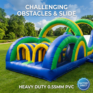 Pista <span class=keywords><strong>de</strong></span> Obstáculos Inflable <span class=keywords><strong>de</strong></span> Grado Comercial <span class=keywords><strong>de</strong></span> 40 pies <span class=keywords><strong>de</strong></span> Largo para Eventos Corporativos y Formación <span class=keywords><strong>de</strong></span> Equipos, Certificada EN14960 - Product Image 1