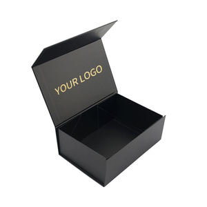 Custom High-End Gold Foil Stamped Logo Black Gradient Foldable Rigid Cardboard Gift Box Magnetic Closure Handle Custom Design - Product Image 4