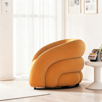 Fauteuil en velours orange de luxe moderne pour chambre d'hôtel, salon et chambre à coucher