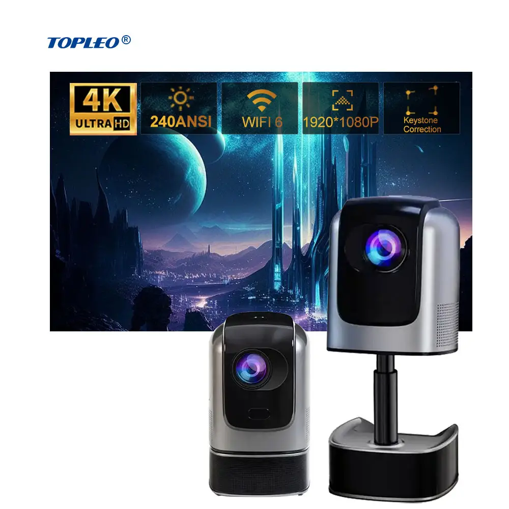 Topleo Proyector 4K projecteur extérieur Portable LCD Android vidéo 4k portable vidéo full hd projecteur domestique