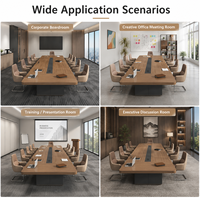 Table de conférence avec rainure de gestion des câbles centralisée, bureau de réunion grande capacité pour bureau d'entreprise, salle de réunion multi-personnes