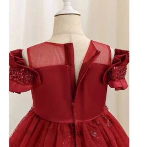 Robe de soirée bouffante à sequins bordeaux MS, Robe de princesse pour enfant d'honneur, Robe de spectacle d'anniversaire pour petites filles - Product Image 5