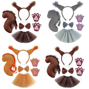Falda tutú de tul para niños, diadema con orejas de ardilla, conjunto de cola con lazo, fiesta de <span class=keywords><strong>disfraces</strong></span> de <span class=keywords><strong>carnaval</strong></span>, disfraz de Animal - Product Image 1