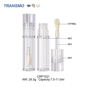Conteneur de gloss à lèvres rond en PETG transparent personnalisé avec bouchon à vis pour usage cosmétique - pour blush - Product Image 3