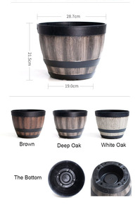 Rétro Bière Baril En Plastique Plante Pot Grand Jardin Jardinières Pour Intérieur Extérieur Usine Ventes pour Maison Fruits pour Légumes - Product Image 6