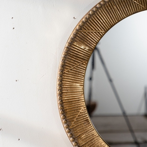 Gold Textured Round Wall <b>Mirror</b> 31.3 Inch Iron Frame MDF Back Boho Accent <b>Mirror</b> For Living Room Bedroom - Product Image 6