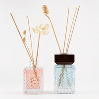 Flacon diffuseur de parfum d'ambiance en verre carré gaufré de luxe, vide, 100 ml et 150 ml