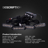Lampu Grill Mobil LED-06T-4 12V 24 Pcs Baru, Lampu Flash Darurat, Lampu Strobo untuk Truk Kerja