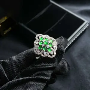 S925 Sterling silver inlaid with natural jade stylish and exquisite women's ring jewelry