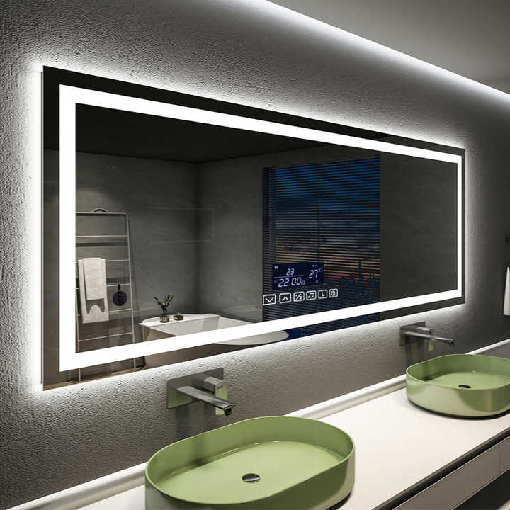 Modern Smart LED Mirror Touch Screen Square Bathroom Mirror Anti-fog ...