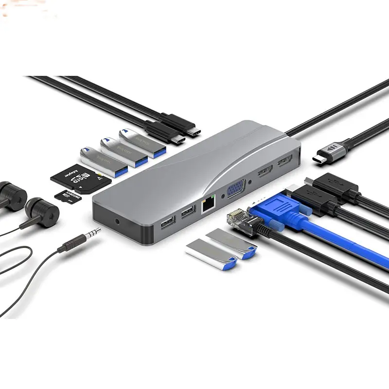 USB C HUB Type-CからH-D互換のUSB3.0アダプター45 6 7 8 14 in1 Type-C HUB Dock for MacBook Pro Air USBC Splitter