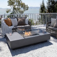 Table de foyer au gaz naturel autoportante moderne en acier inoxydable avec télécommande et protection contre la surchauffe pour une utilisation en intérieur