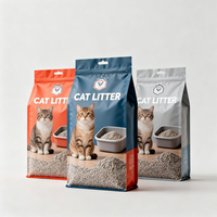 Sacs d'emballage pour litière pour chat, personnalisés, imprimés, en plastique, colorés, à fond plat, type Doypack