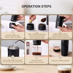 เครื่องชงกาแฟเอสเพรสโซแบบกึ่งอัตโนมัติขนาดเล็ก 20 บาร์ แรงดันปั๊ม ใช้แบตเตอรี่ ชาร์จผ่าน USB พกพาสะดวกสำหรับการเดินทางและใช้งานกลางแจ้ง - Product Image 4