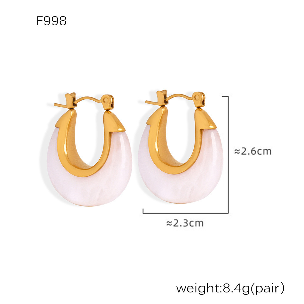 F998-ต่างหูทองเรซิ่นสีขาว