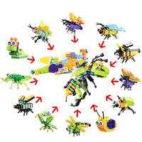Lot de Capsules 6/12 Modèles Véhicules, Insectes, Animaux, Dinosaures, Fleurs en Pot DIY, Jouet Micro Briques Mini Blocs de Construction
