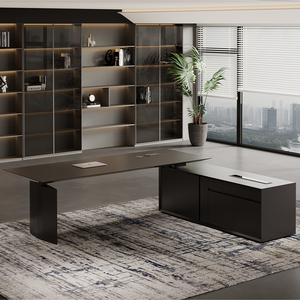 โต๊ะทำงานผู้บริหารรูปตัวแอลขนาดใหญ่ ทำจากไม้  แบบกำหนดเองได้ สำหรับผู้บริหารระดับสูง ซีอีโอ สำนักงานเชิงพาณิชย์ เฟอร์นิเจอร์สำนักงาน - Product Image 6