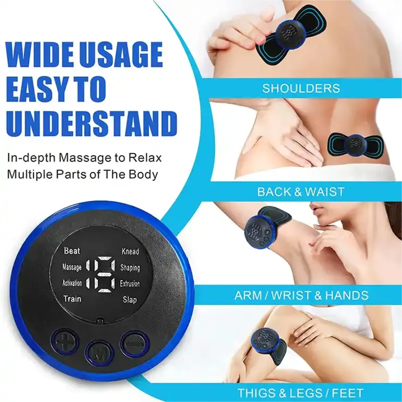 EMS mini masseur électrique portable intelligent Instrument de traitement du pouls des épaules et du cou pour soulager la fatigue Coussin de massage pour tout le corps