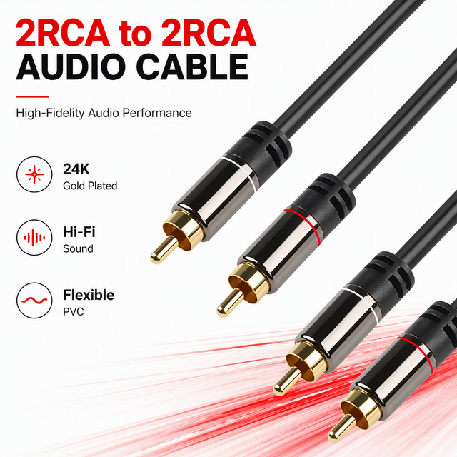 2RCA to 2RCA Audio Cable Stereo RCA Male to Male HiFi Cable OEM