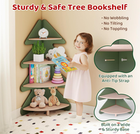 Étagère d'angle Montessori à 4 niveaux, écologique, durable, peu encombrante, organisateur de rangement autoportant en bois pour livres