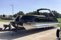 Bateau ponton en aluminium Kinocean de 22 pieds, yacht de sport de luxe avec moteur hors-bord et arche électrique pour les loisirs en famille et les croisières