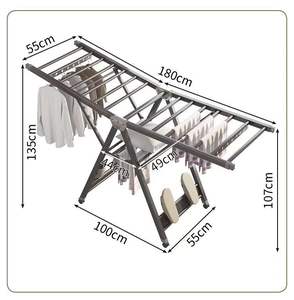 Support de séchage de vêtements à cadre en X réglable, support à <span class=keywords><strong>linge</strong></span> <span class=keywords><strong>pliable</strong></span> en aluminium pour chambre à coucher, cour, <span class=keywords><strong>camping</strong></span> (rangement facile) - Product Image 6
