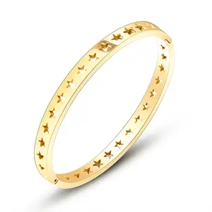 Wholesale Fashion Attractive Classic New Design18k Gold Plated Bang Stainless Steel Hollow Star Sign Bracelet For Lovers Gifts