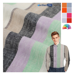 Trung Quốc Linen <span class=keywords><strong>Viscose</strong></span> Linen Rayon sợi nhuộm sọc dệt vải cho phụ nữ của quần váy váy - Product Image 1