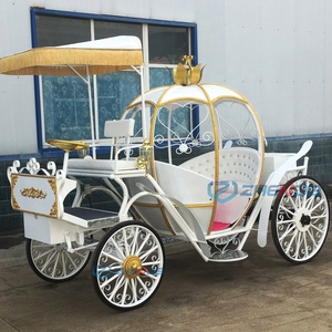 Charrette électrique de couleur blanche, charrette à chevaux électrique de luxe personnalisée, élégante, charrette à chevaux à quatre roues, charrette citrouille - Product Image 2